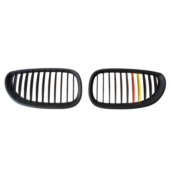 BMW E60 MAT SİYAH SARI-KIRMIZI ŞERİTLİ PANJUR SETİ 2003-2010